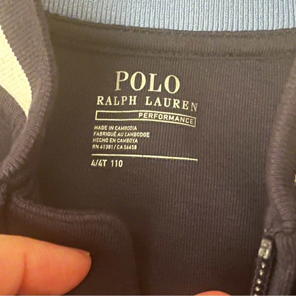 Polo Ralph Lauren Navy Blue zip light Jacket with light blue and white accents - Picture 7 of 7